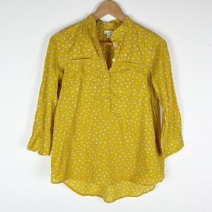 Anthropologie Odille Yellow Polka Dot Blouse Size 0​​​